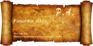 Paschka Aliz névjegykártya